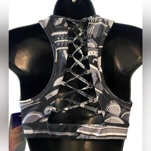 Threads 4 Thought Lace Up Sports Bra black & white yoga top NWT size S